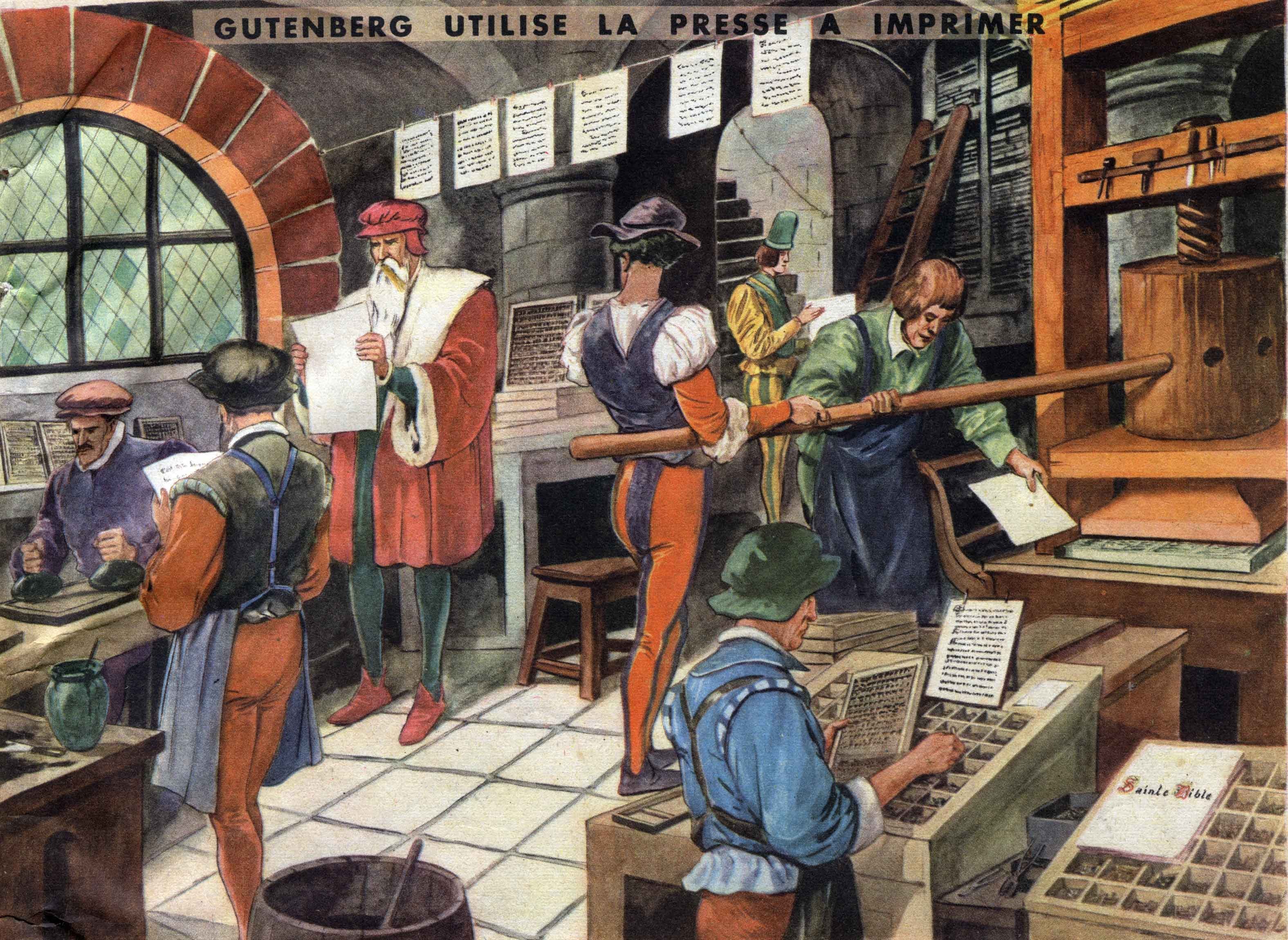 25 gutemberg utilise la presse a imprimer