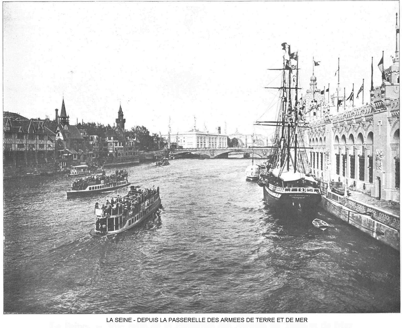 Ressources histoire exposition universelle 1900 la seine depuis la passerelle des armees de terre et de mer