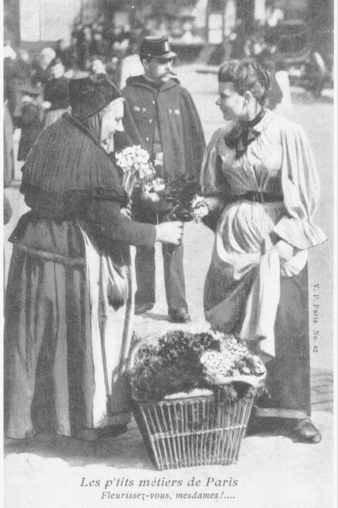 Vendeuses de fleurs au panier